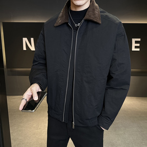 标巴恩风翻领羽绒服新款拼接灯芯绒男士冬季夹克外套Y5525-P195