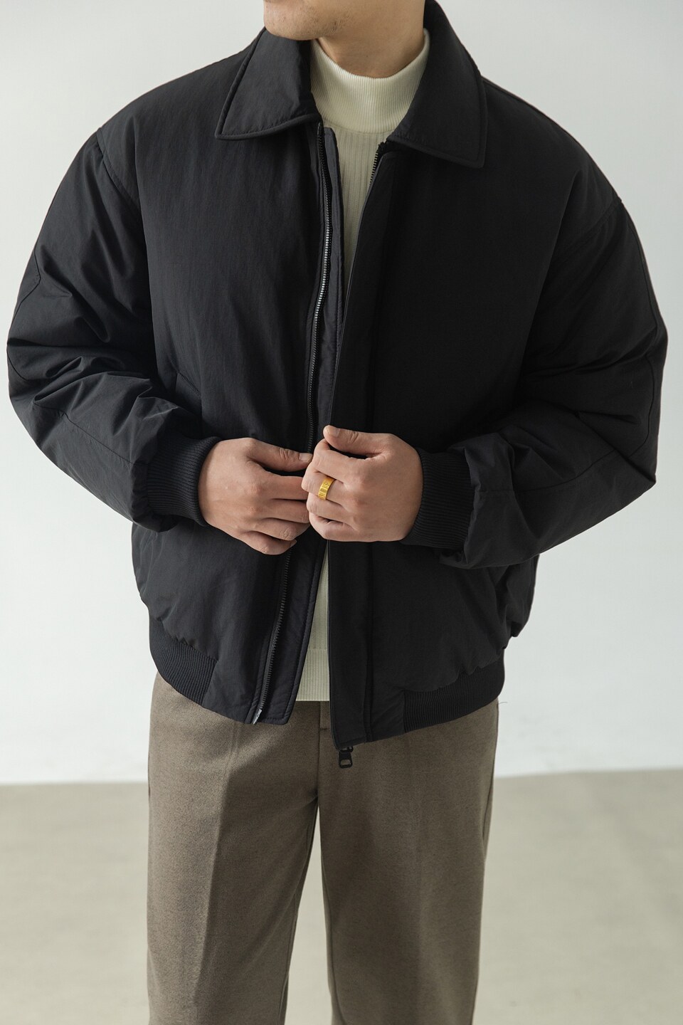 老钱风标翻领羽绒服夹克外套男潮流百搭冬季上衣外套Y5535-P195,男装夹克,电商A239