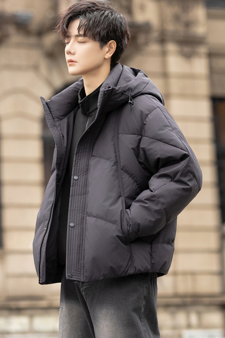 冬季店主风新款连帽标羽绒服男短款保暖羽绒外套Y172-P210,男装羽绒服,电商A239
