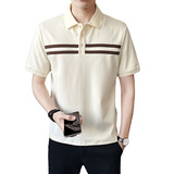 夏季男士条纹拼接Polo衫潮流宽松拼色百搭翻领体恤男PL88550-P65，男装Polo衫，电商A239