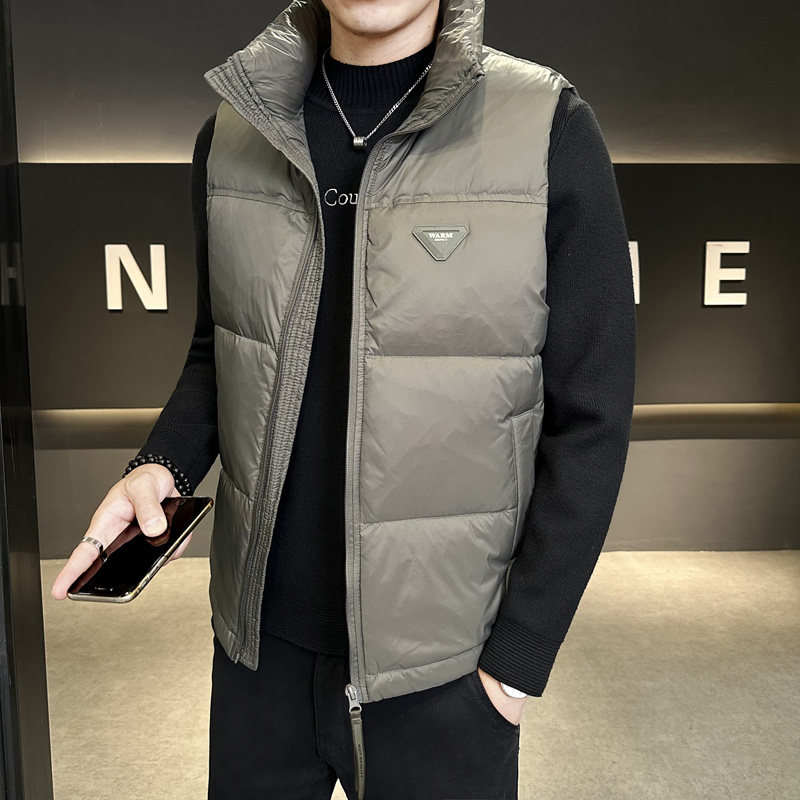 短款立领羽绒马夹男休闲日系面包服保暖外套马甲背心M75-P110,男装背心/马甲,电商A239