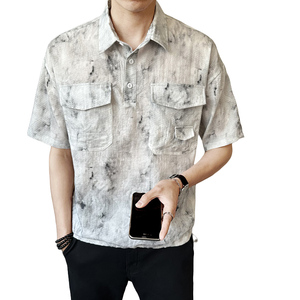 夏季新款男士中袖衬衫时尚百搭休闲衬衣薄款上衣C5286-P58图片