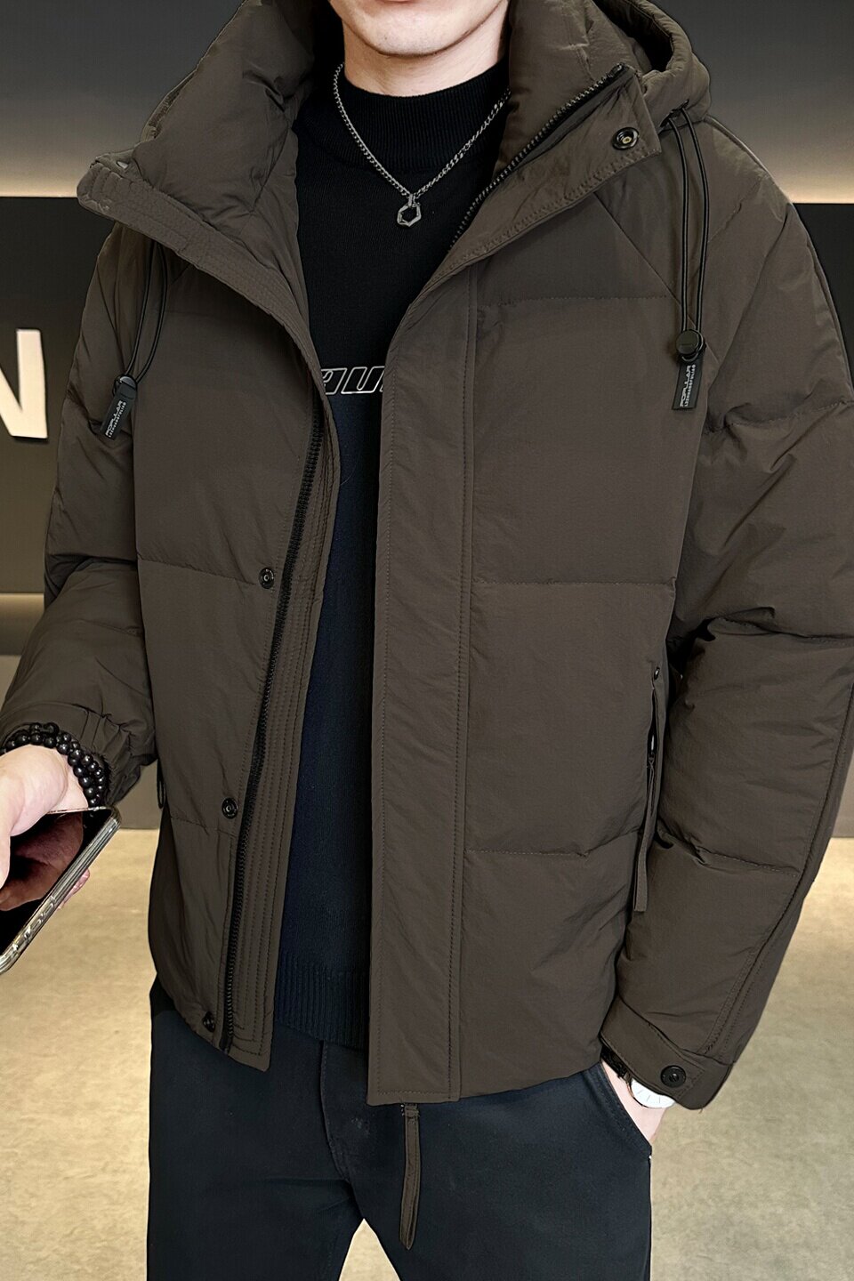 冬季店主风新款连帽标羽绒服男短款保暖羽绒外套Y2597-P235,男装羽绒服,电商A239