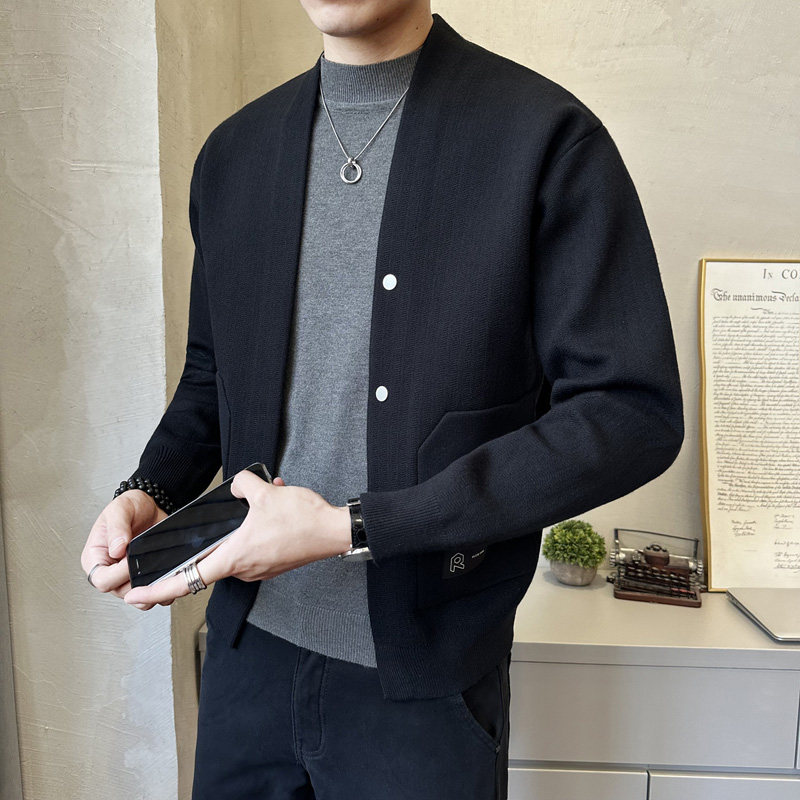春季纯色开衫毛衣外套男韩版休闲针织衫上衣披肩K7703-P115,男装针织衫/毛衣,电商A239