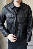 春季短款皮衣翻领外套男韩版修身机车皮夹克P6640-P145，男装夹克，电商A239
