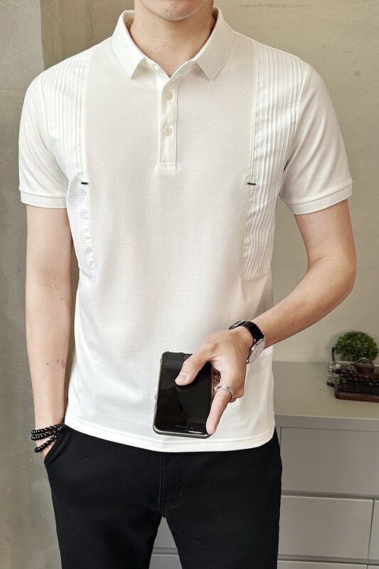 2025春夏新款翻领拼接纯色短袖POLO衫男体恤PL9462-P68,男装Polo衫,电商A239