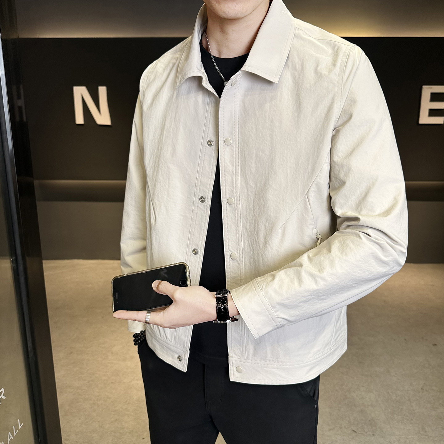 韩版时尚翻领夹克男春秋休闲百搭外套潮流男士外套JK1062-P125，男装夹克，电商A239