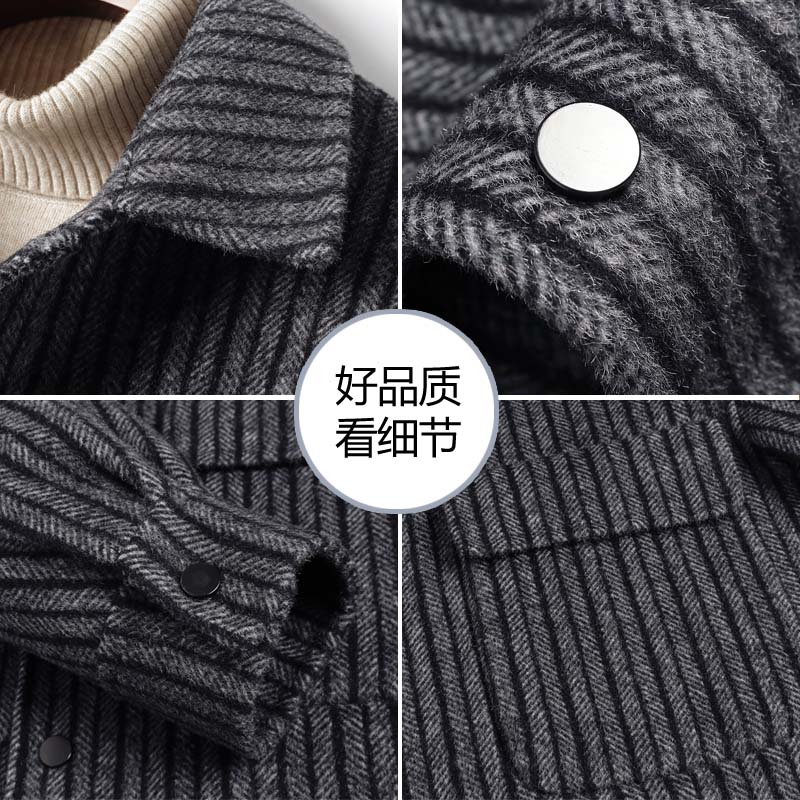 秋冬纯手工双面羊绒夹克男休闲款衬衫领双面呢S96018-P295,男装夹克,电商A239