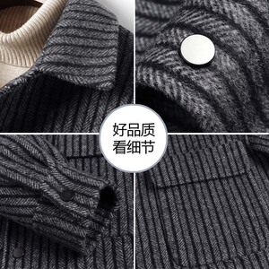 秋冬纯手工双面羊绒夹克男 休闲款衬衫领双面呢S96018-P295图片
