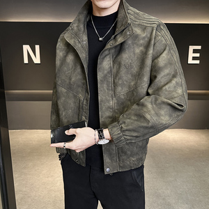 春季新款皮衣外套男士立领休闲时尚帅气机车皮褂子痞帅P881-P165图片