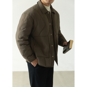 老钱风轻薄羽绒服标男冬季潮流翻领短款外套男士夹克Y2510-P155图片