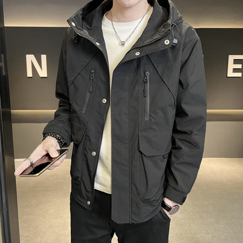 2023春季新款工装夹克连帽拼色休闲韩版外套冲锋衣JK2306-P135，男装夹克，电商A239