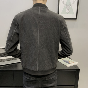 春季短款皮衣 棒球服外套 男韩版修身机车皮夹克P01-P125图片