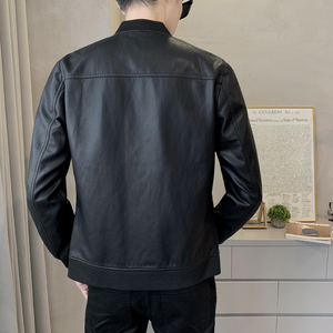秋季短款皮衣 棒球服外套 男韩版修身机车皮夹克 P719-P130图片