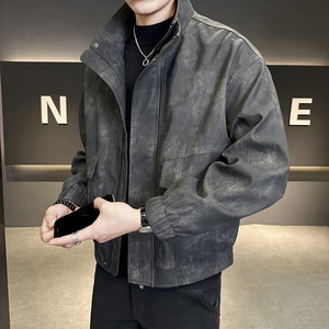 春季立领皮衣夹克男时尚潮流外套青年帅气机车服上衣P1118-P155图片