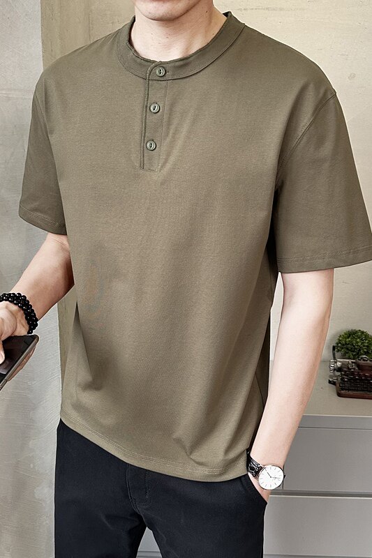 男士棉短袖T恤2025夏季新款圆领韩版宽松设计感上衣服T98001-P58,男装T恤,电商A239
