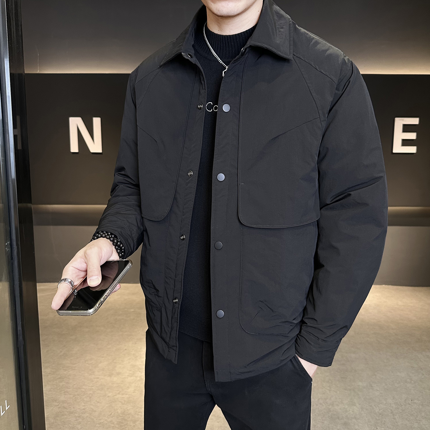 标轻薄羽绒服男冬季潮流翻领短款巴恩风外套男士夹克Y173-P165，男装夹克，电商A239