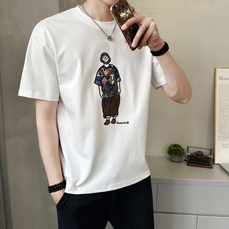 夏季时尚男士拼布短袖t恤休闲圆领半袖百搭上衣T88015-特P48,男装T恤,电商A239