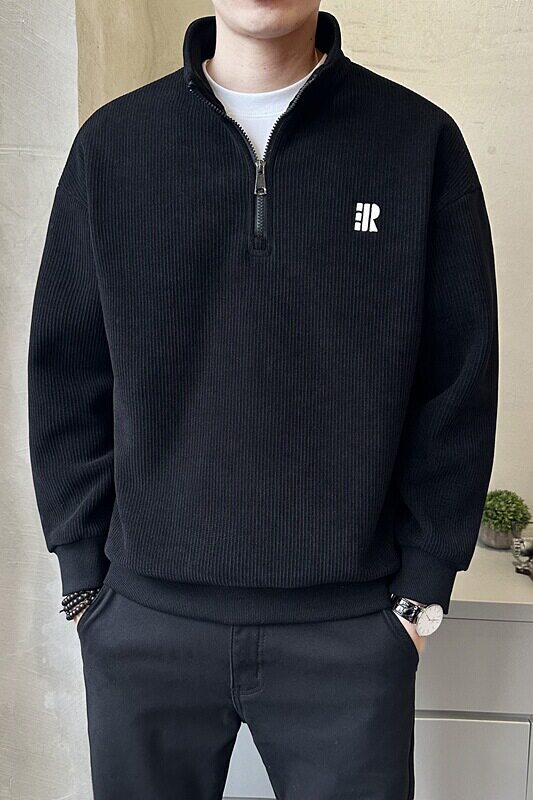 冬季新款加绒加厚休闲立领打底衫宽松套头男士内搭上衣W6862-P90,男装卫衣,电商A239
