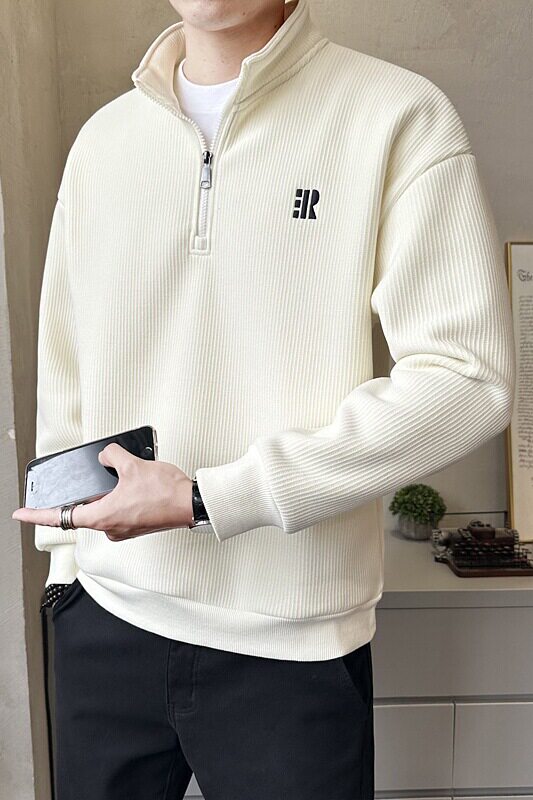 冬季新款加绒加厚休闲立领打底衫宽松套头男士内搭上衣W6862-P90,男装卫衣,电商A239