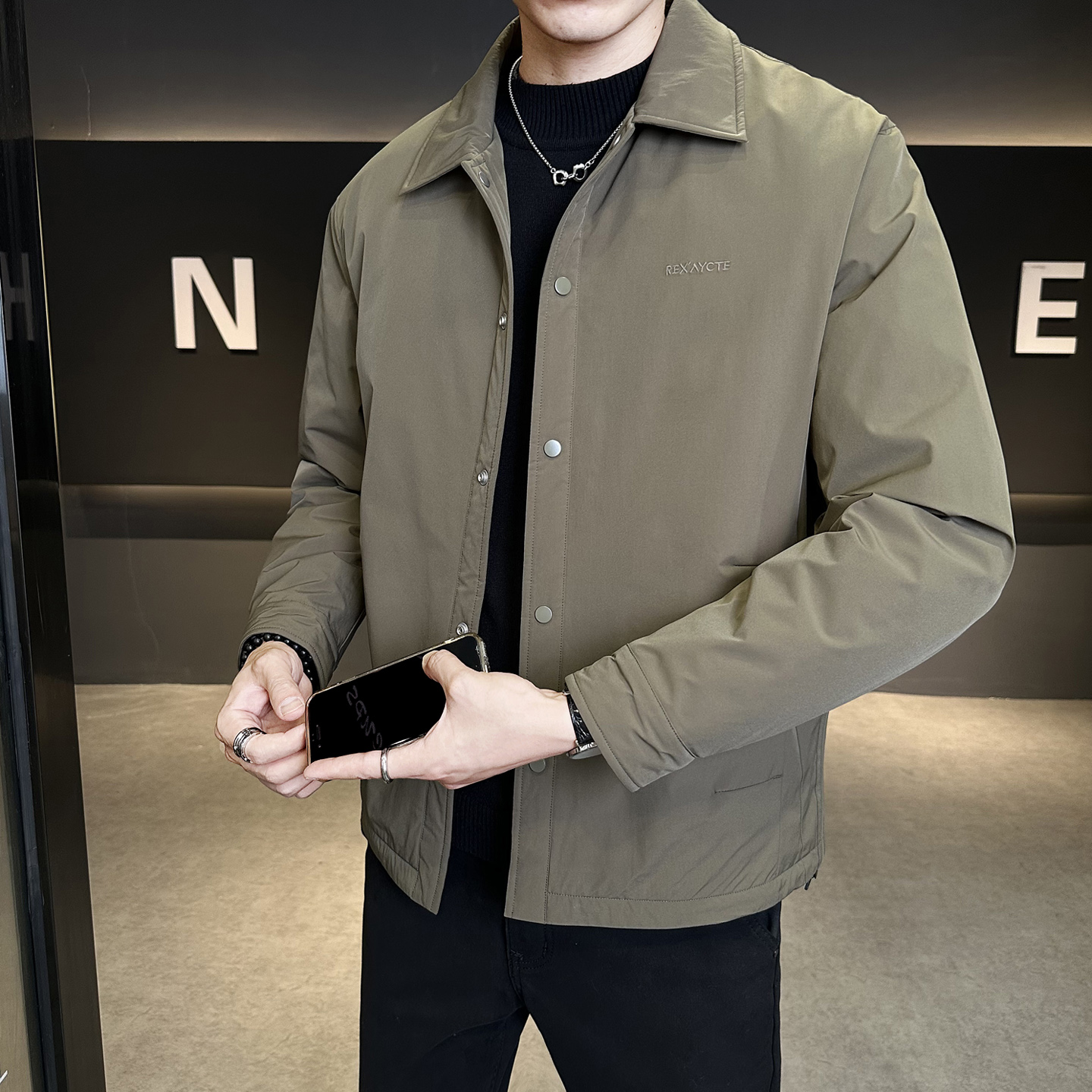 标轻薄羽绒服男冬季潮流翻领短款休闲外套男士夹克Y5530-P165，男装夹克，电商A239
