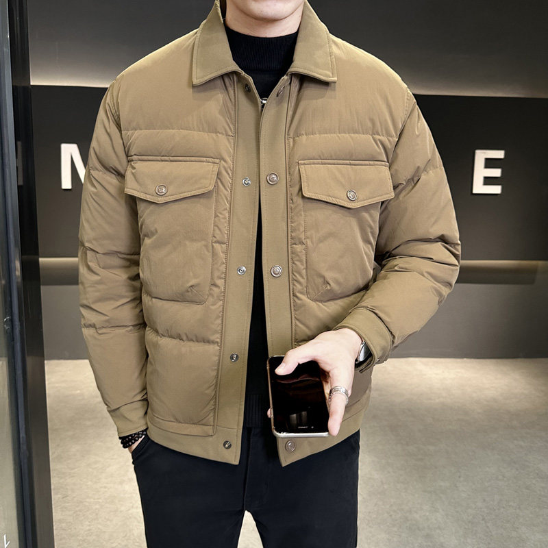 羽绒服男冬季潮流翻领短款外套男士衬衫款羽绒外衣Y6685-P170,男装羽绒服,电商A239