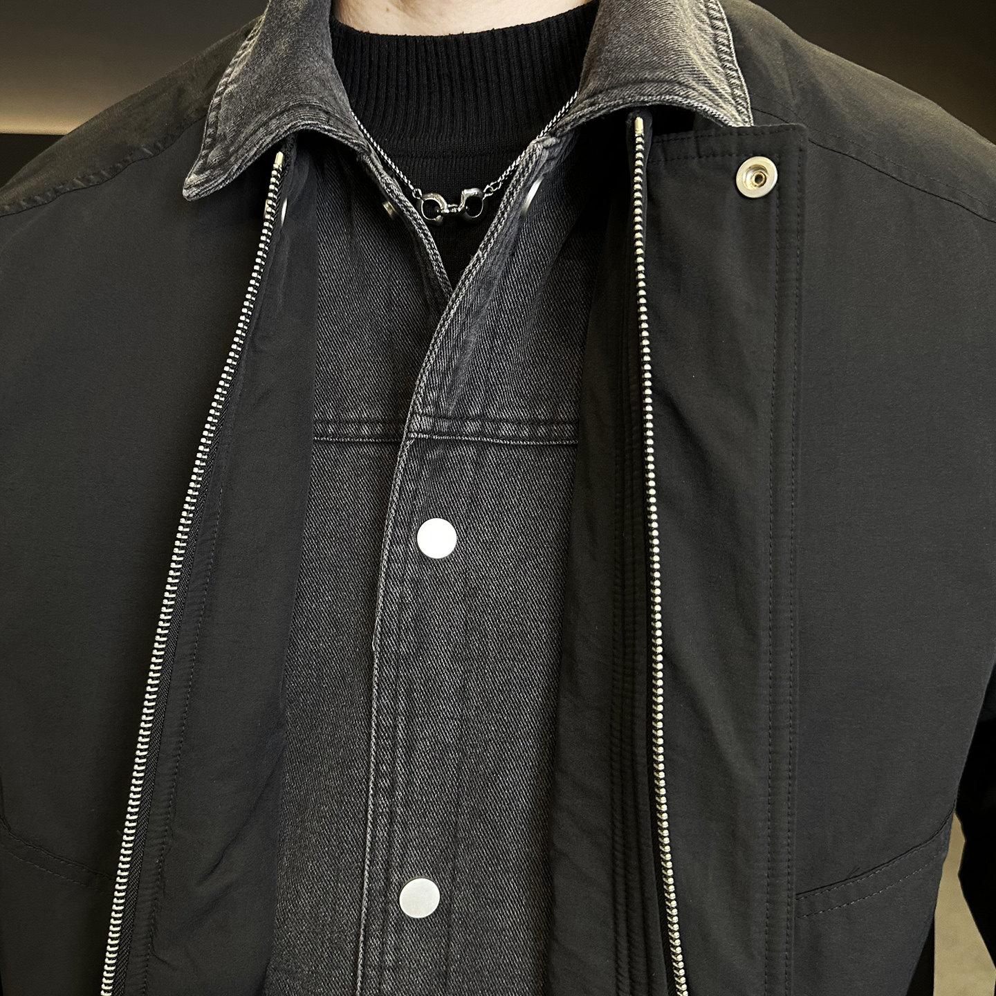 标巴恩风翻领羽绒服新款牛仔拼接男士冬季夹克外套Y5526-P210,男装夹克,电商A239