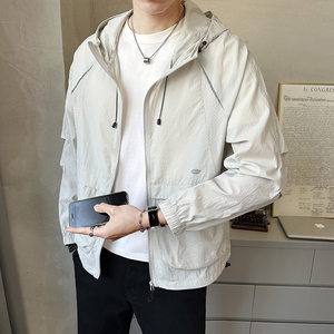 新款男士连帽夹克外套时尚百搭休闲上衣防晒薄款外套FS3650-P95图片