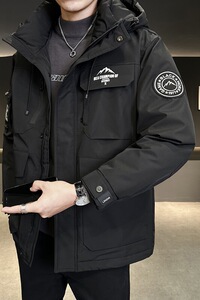 冬季新款工装羽绒服男 中长款冲锋衣保暖羽绒外套Y3677-P220图片