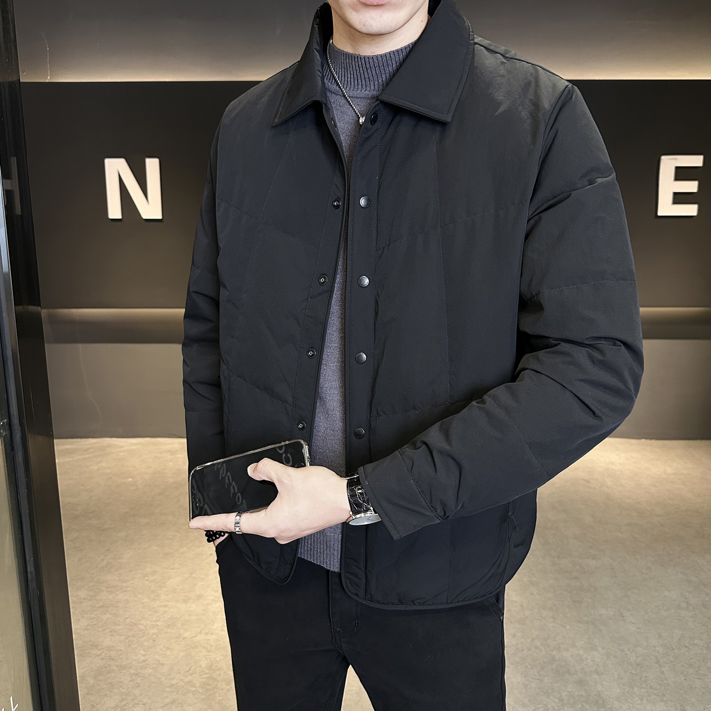 标90轻薄羽绒服男冬季潮流翻领短款外套男士夹克Y2522-P195，男装夹克，电商A239