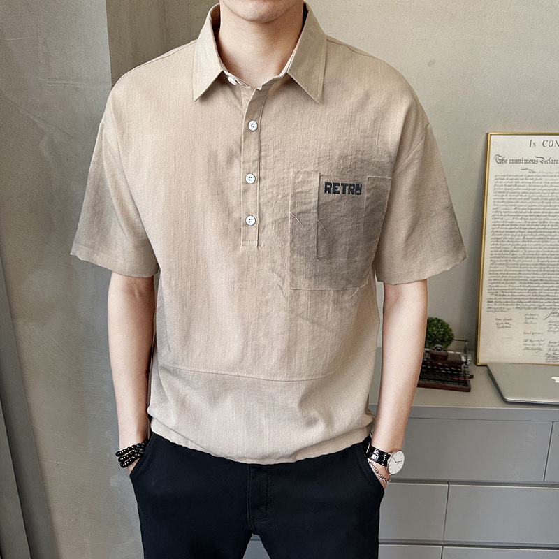 夏季新款男士做旧中袖衬衫时尚百搭休闲衬衣薄款上衣C5270-P58,男装衬衫,电商A239