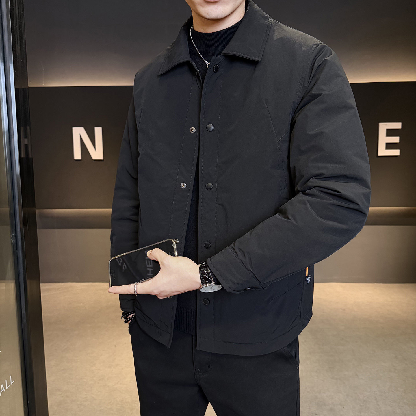 标轻薄羽绒服男休闲风冬季潮流翻领短款外套男士夹克Y190-P175,男装夹克,电商A239
