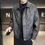 春季皮衣外套男士翻领休闲时尚帅气机车皮褂子痞帅P8806-P158，男装皮衣，电商A239