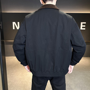标巴恩风翻领羽绒服新款拼接灯芯绒男士冬季夹克外套Y5525-P195图片