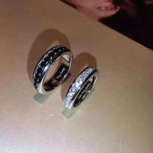 情侣结婚对戒彩钻黑白钻订婚戒925纯银镀金戒指钻戒男女求婚礼物