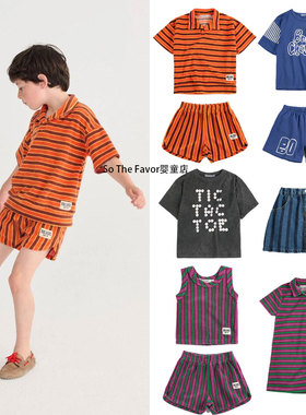 2026夏季BC儿童条纹毛巾布连衣裙上衣短裤POLO衫衬衫休闲裤套装