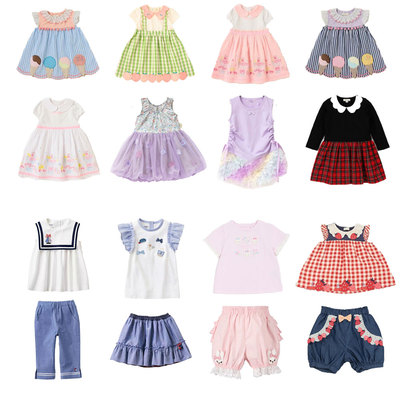 baby cheer日单集合有机棉女童夏季草莓连衣裙T恤短裤