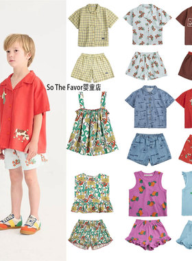 26夏款BC短袖套装女男童满印衬衫短裤POLO衫衬衫休闲裤儿童