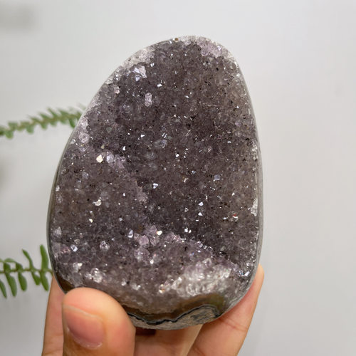 天然烟灰紫水晶晶镇软糖摆件：74*68*72mm,重：452g,35号