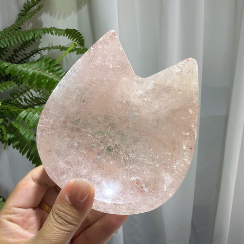 天然透粉阿塞彩虹猫头底座消磁碗106*95*26mm，重：384.7g，348号
