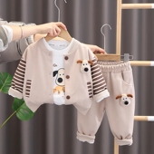 春秋装 三件套潮款 套装 宝宝帅气休闲小童长袖 卡通 2024新款 男童童装