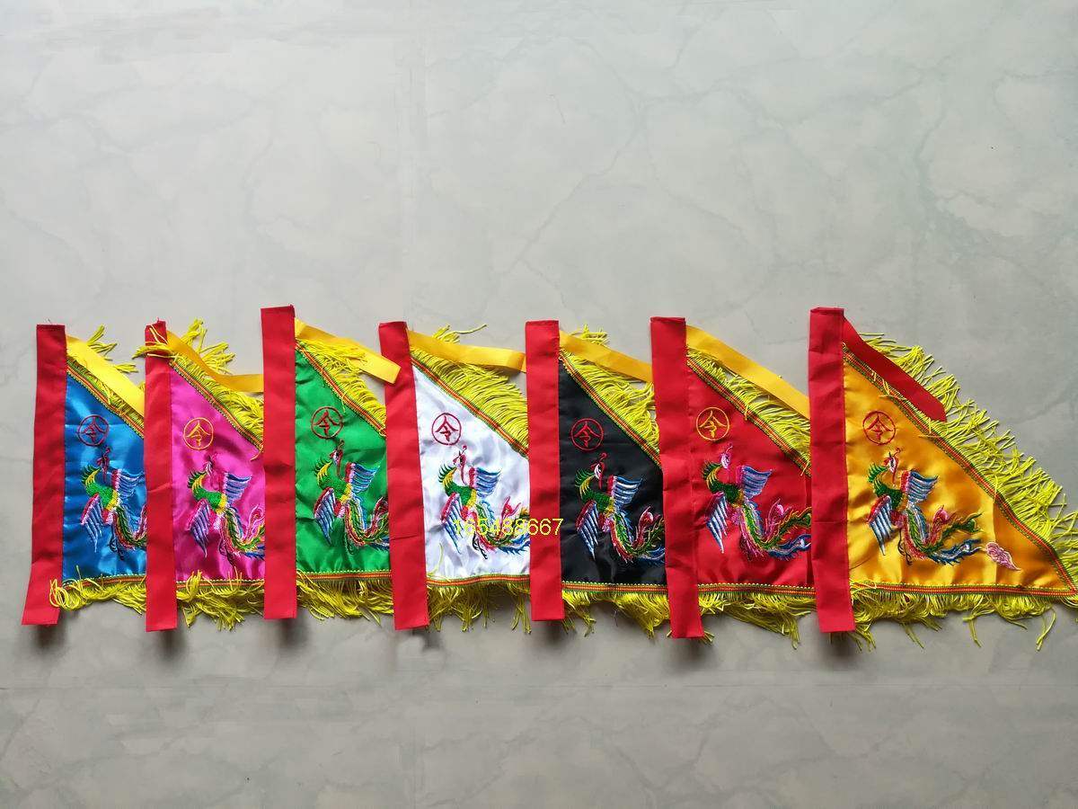 刺绣小凤旗 风景旗 车队旗 手摇旗 令旗 双面绣凤凰 红黄黑白绿