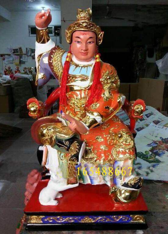 田都元帅 木雕神像 传统木雕工艺神像定制 田公元帅 雷海青 40cm