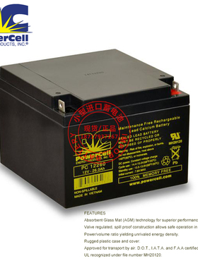 原装PC12260瑞典Powercell12V26AH 密封铅酸电池PowercellPC12260