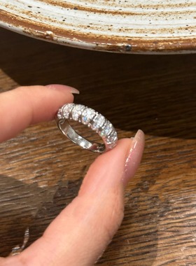 vintage中古风满钻圆弧排钻戒指叠戴精致百搭轻奢小众高级设计感