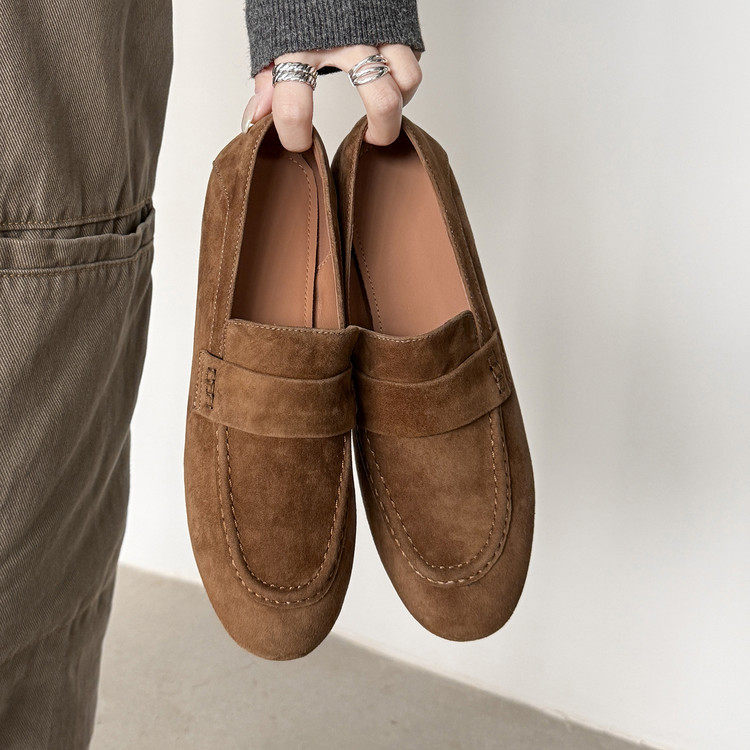 羊翻皮豆豆鞋女真皮一脚蹬乐福鞋 3cm内增高防滑透气通勤休闲皮鞋,女鞋,乐福鞋（豆豆鞋）,淘宝优惠券,粉丝福利购,淘宝优惠卷