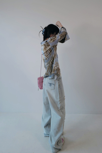 175高个子加长清透感颜色浅浅的直筒阔腿裤牛仔长裤女秋款2023新