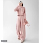 高个子175加长2025秋季宽松套装女装休闲时尚连帽卫衣+卫裤两件套