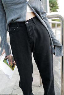 175高个子加长阔腿chic女裤牛仔裤黑色裤高腰宽松显瘦复古直筒裤