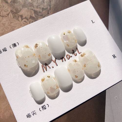白色贝壳新娘甲纯手工穿戴甲